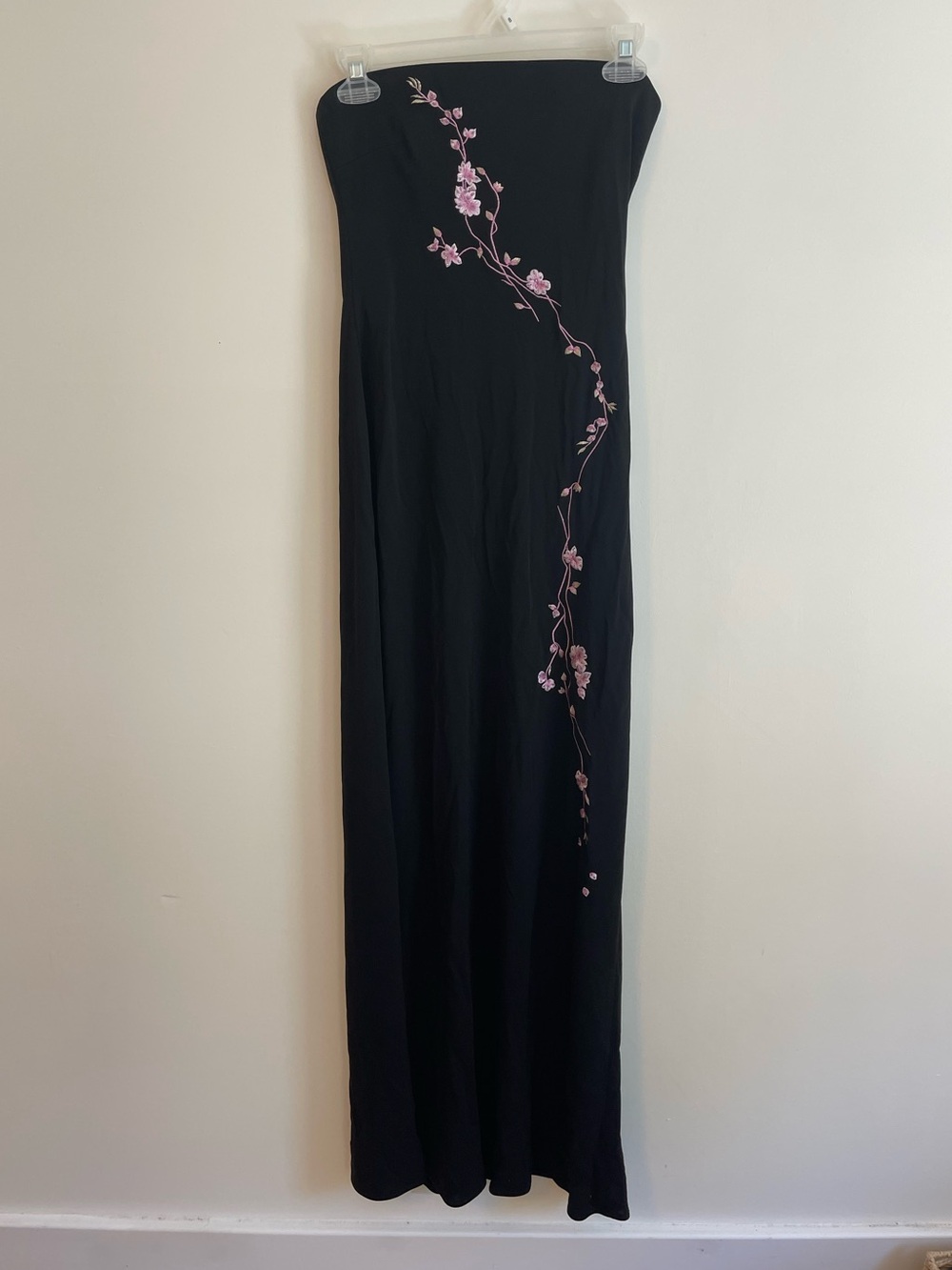 Vintage Sz 4 Cachè Black Y2K Whimsigoth Dark Romantic Prom Dress Cherry Blossom